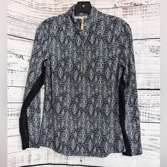 Cabana Life Shirt Womens Size Small Paisley Mesh quarter Zip UPF 50 Golf Tennis - Picture 3 of 13